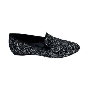 Birdies Starling Glitter Loafer Flats Size 7 Disco Ball Black Silver Sparkly
